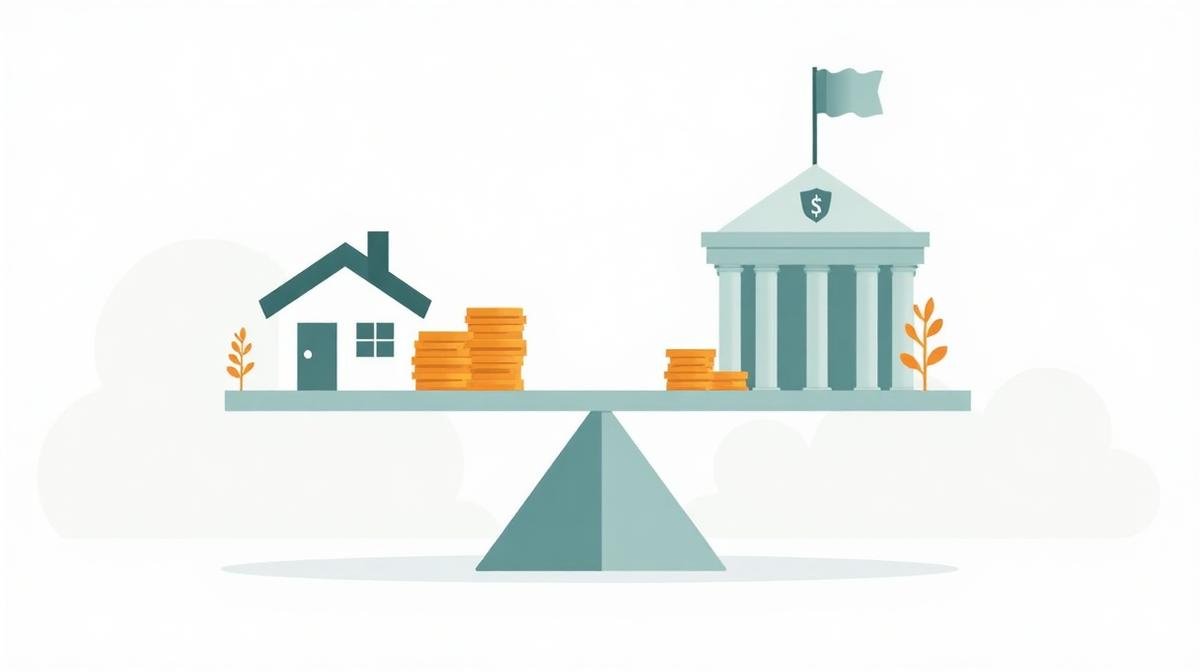 Ilustración del impuesto al patrimonio en Colombia - balance entre bienes y Estado